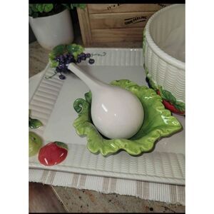 Valerie Parr Hill 4-Piece Ceramic Serving Set With‎ Fruit Decoration Preowned